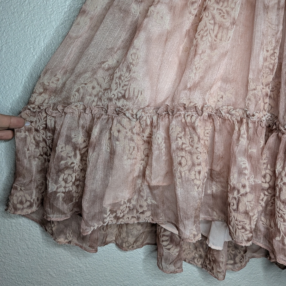 Chelsea & Violet Dusty Pink Floral Velvet Burnout Coquette Fairy Halter Dress S - Picture 4 of 9